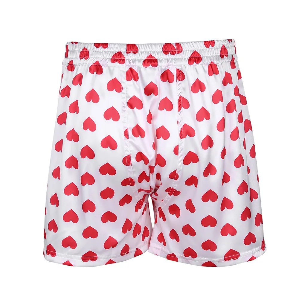 Mens Cute Love Heart Print Classic Soft Boxer Shorts Lightweight Loose Beach Wear Strawberry Board Homme Shorts Sweetpants 2