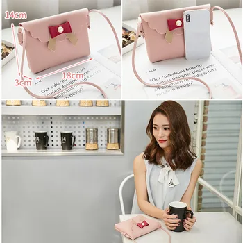 

Women PU Leather Wallet Coin Purse Bowknot Shoulder Bag Cellphone Pouch New