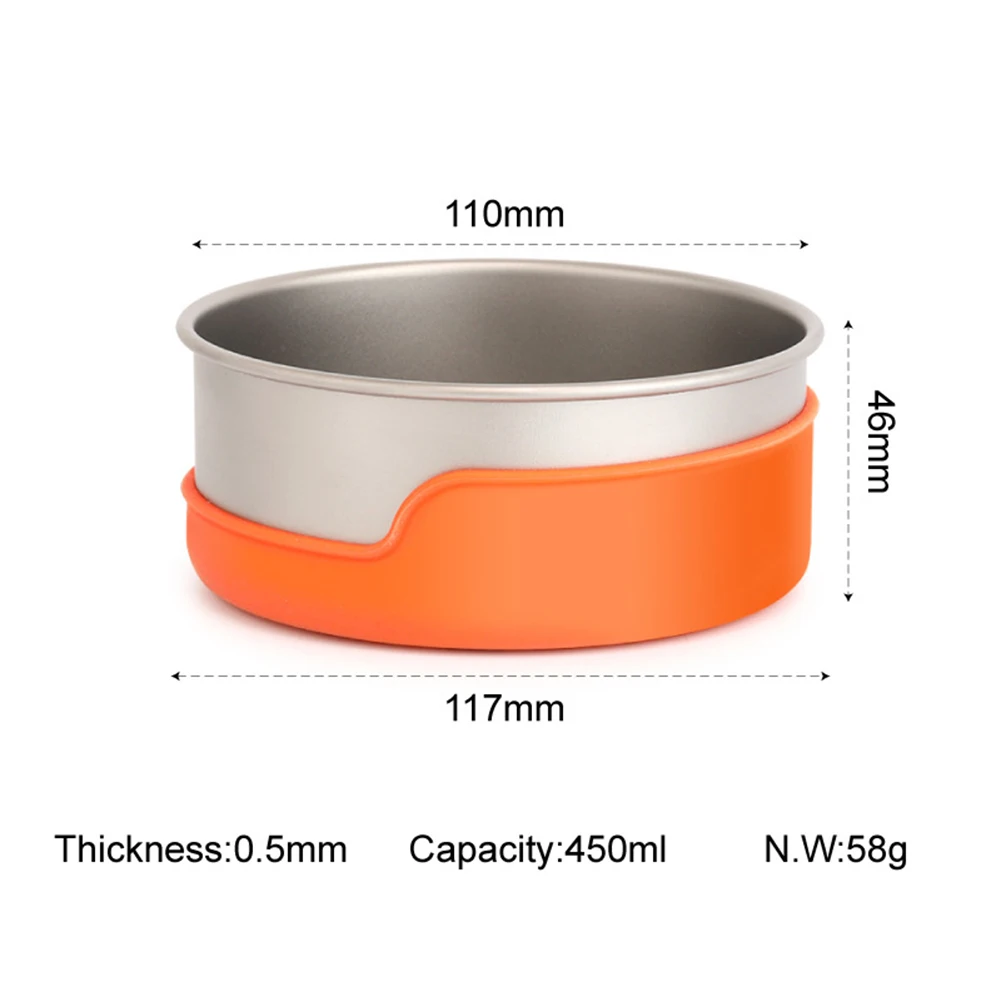 Титановая миска для путешествий на открытом воздухе, кемпинга, пикника, анти-обжигающая миска 400 мл, удобная для переноски дорожная посуда