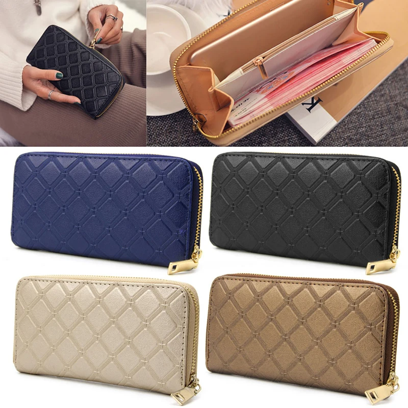 

New 1Pc Fashion Women Zipper Leather Wallet Clutch Card Phone Holder Purse Long Handbag