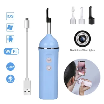 

HD 720P Wifi Ear Spoon Otoscope Integrated 5.5mm Wireless Medical Safe Ear Pick Camera Endoscope JS88