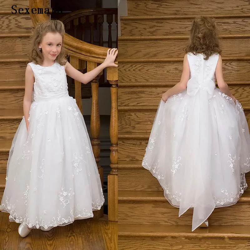 Beautiful A-Line Flower Girls Dresses for Wedding Party Lace Tulle Kids Princess Birthday Gown | Детская одежда и обувь