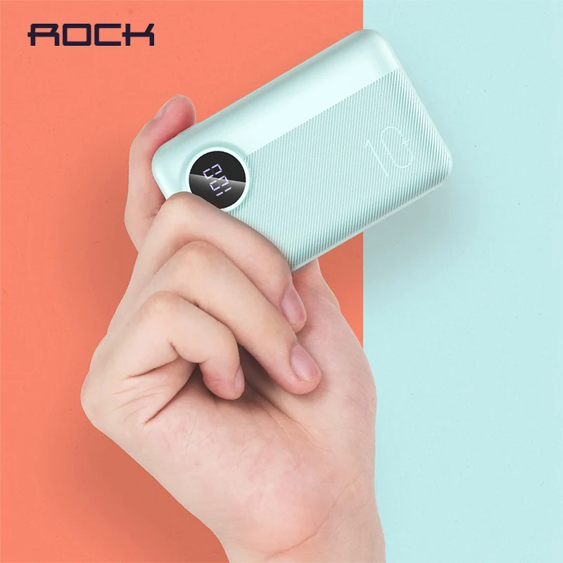 

ROCK Mini Power Bank 10000mAh LED Display USB C PD Quick Charge 3.0 18W Mini Camera PD Powerbank 3A Fast Charge External Battery