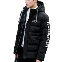 Новое поступление Брендовое мужское зимнее пальто с капюшоном стеганая куртка высокого качества Повседневная толстая молния печать теплая мода Размер 4XL