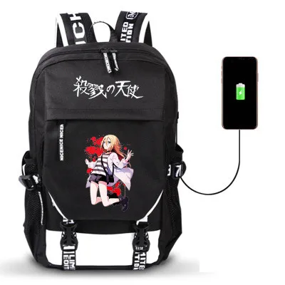 Angel of Death Anime USB Port Backpack Boy Girls Men Women Bag Travel School Bag Teenager Laptop Book Bag Mochila - Цвет: Style 5