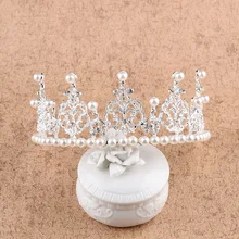 Шикарная детская Хрустальная принцесса Маленькие Короны тиары День рождения Свадьба детское украшение для волос девушки головные уборы торт украшение