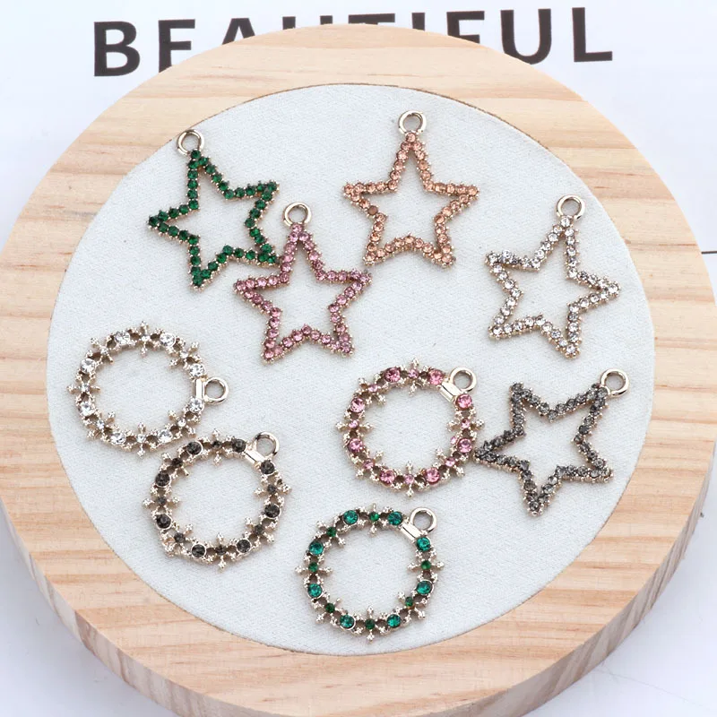 

10pcs bling hollow star circle charm Earrings Ear Studs pendants Jewelry handmade DIY material