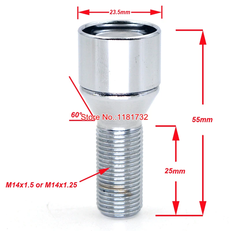 M14X1.5/M14X1.25 4 шт конусные сиденья Противоугонный болт колеса автомобиля замок для европейских автомобилей