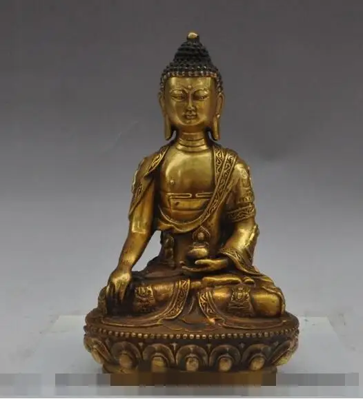 

S00660 tibet buddhism fane bronze gilt joss sakyamuni Tathagata Medicine Buddha statue (B0328)