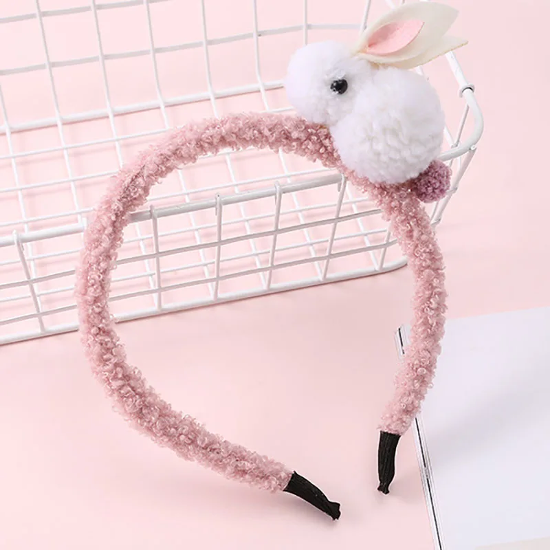 Новые детские милые кроличьи повязки для волос для маленьких девочек заколки для волос плюшевые кроличьи уши заколки для волос Детская повязка для волос Haarband детские украшения для волос - Цвет: headband pink