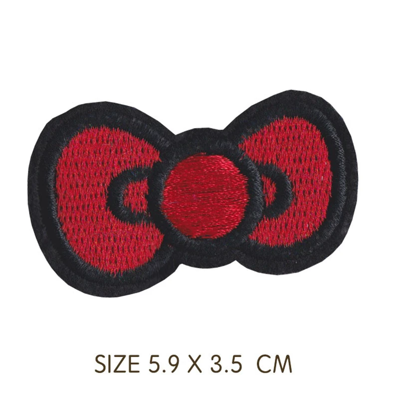 

1 PC Sell Personality Red Bow Tie Patches on Clothing Cartoon Stripes Embroidered Patch for Backpack Handbag Badges