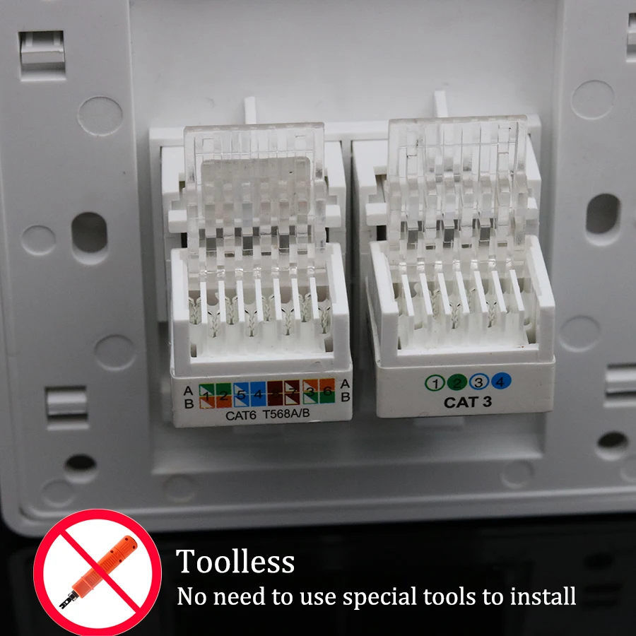 xintylink rj11 rj45 Socket jack modular cat5e cat6 2 Ports Keystone Wall Faceplate toolless telephone wall socket panel 86mm wall touch switch socket