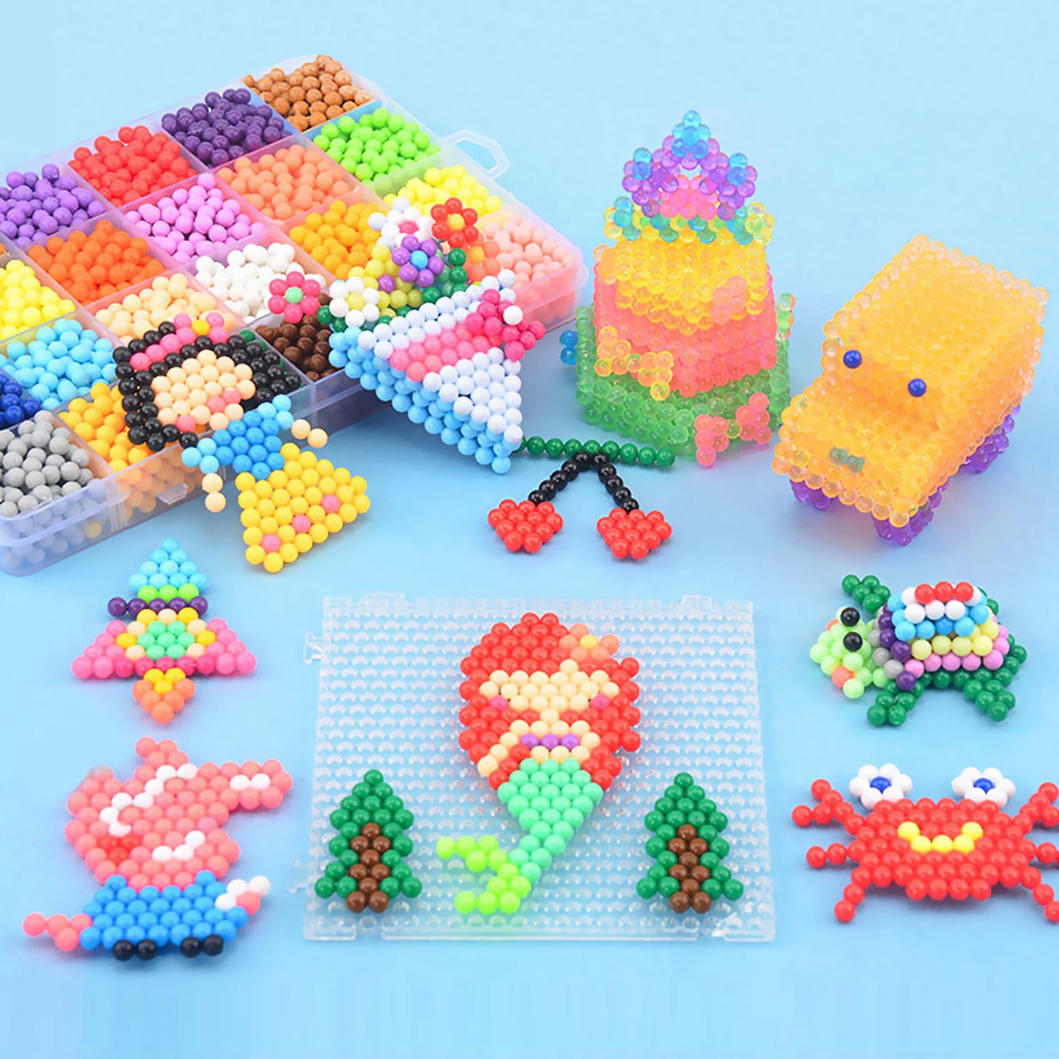 Besegad 5200PCS 26Colors 3D DIY Fuse Beads Puzzle Pegboard Hama Beads