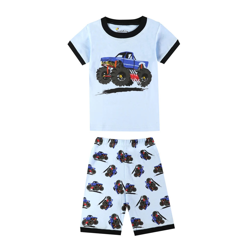 

Short Sleeve Boys Summer Pajamas Children Cotton Pyjamas New Kids Clothing for Boys SUV Car Sleepwear Pijamas Boys