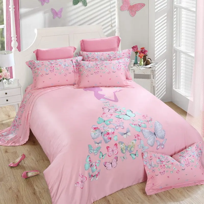 Dreamy Butterfly Silk Bedding Set 4pcs Set Duvet Cover Sheet 2