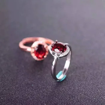 

100% Fidelity Natural garnet Ring s925 sterling silver Natural red gemstone Ring fashion fine Jewelry for women anniversary