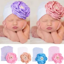 Детская шапка для младенцев, теплая шапка в полоску для новорожденных, Мягкие Шапки для больниц, вязаные шапочки с бантом для новорожденных 0-3 месяцев, детская шапка