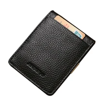 JINBAOLAI Nuevo Sólido de La Manera hombres del Cuero Genuino Clips Para Billetes monedero monedero Marrón Negro con abrazadera