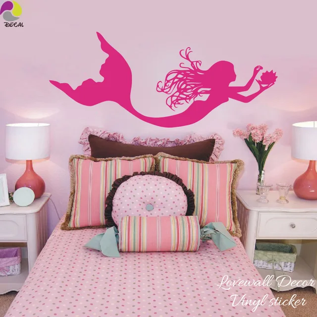 cute ocean mermaid wall sticker bedroom baby nursery cartoon shell