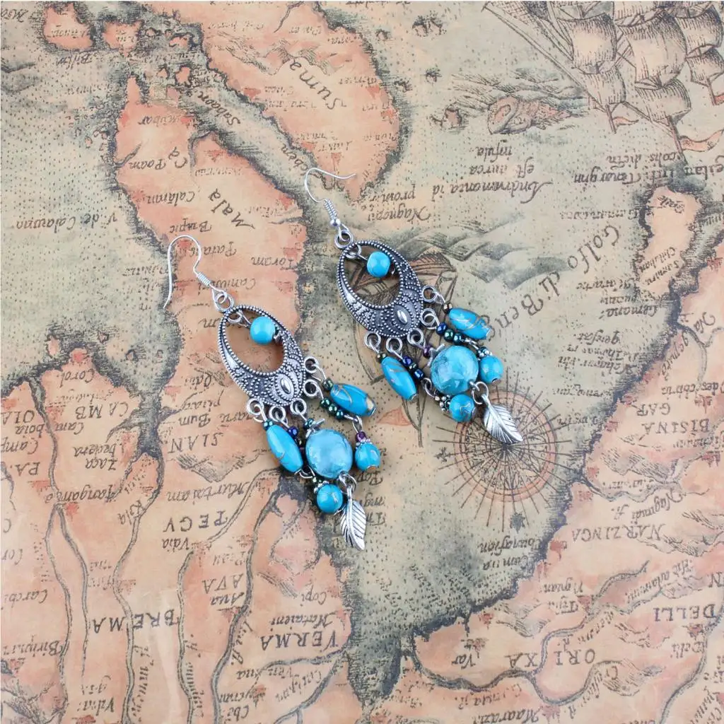 Fashion Bohemian Tassel Beads Fish Hook Drop Chandelier Tribe Earring Women Girls Ethnic Jewelry