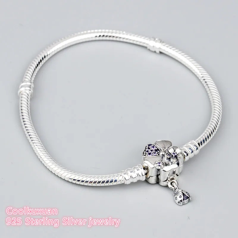 

2019 Spring 100% Original 925 Sterling Silver Jewelry Wildflower Meadow Clasp Bracelets Fits European Style Charms and Beads