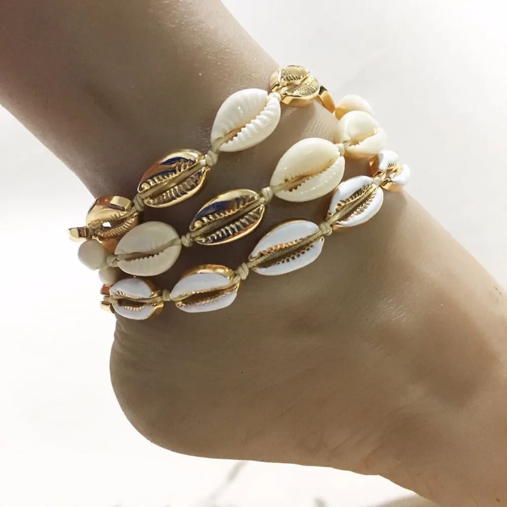 Модные украшения для ног в богемном стиле новые летние из натуральной раковины