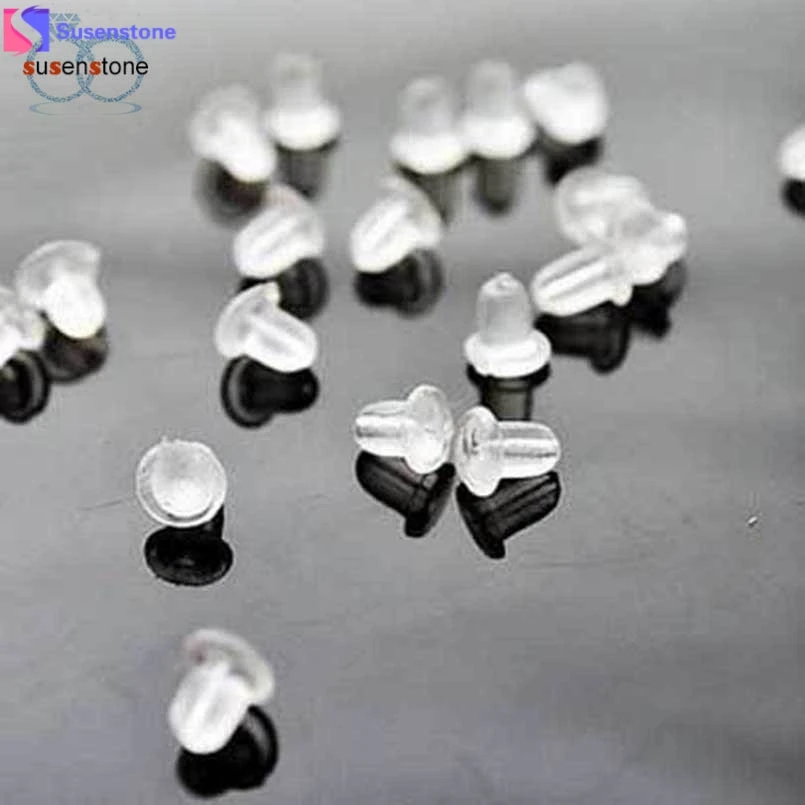 

SUSENSTONE 150pcs Clear Soft Earring Hook Bullet Stopper Earnut Rubber Back #3-4