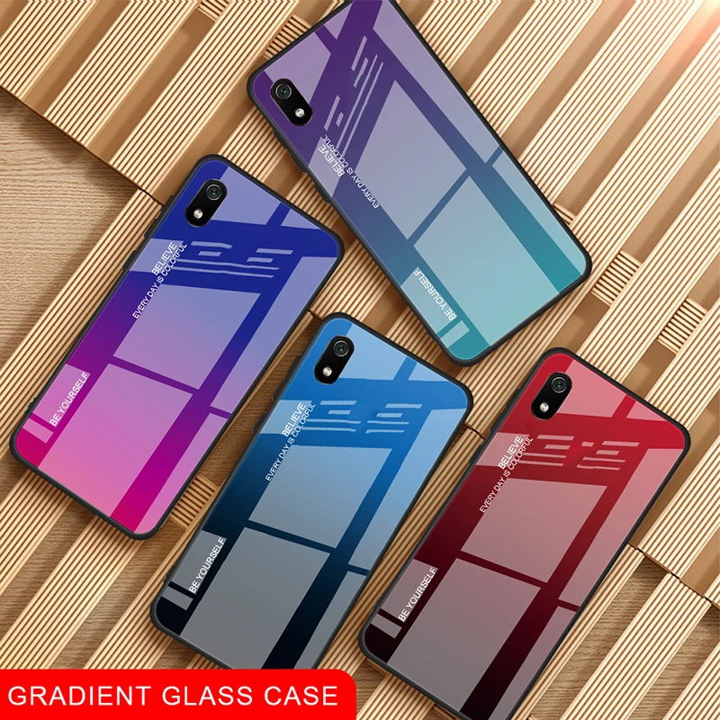 Твердый чехол для Xiaomi Redmi 7A из закаленного стекла с полной защитой мягкий