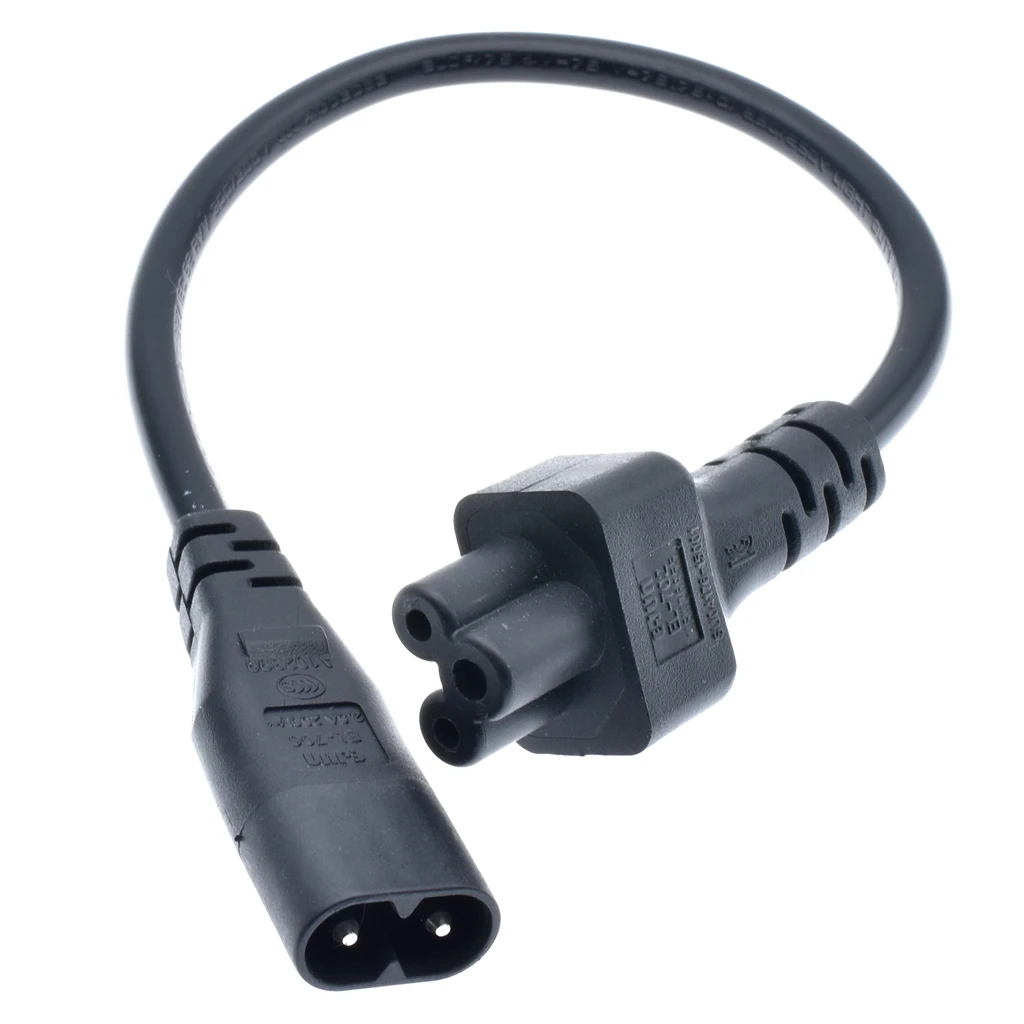 

High Quality C5-C8 Extension Cord,IEC 320 C5 Female to C8 Male Adapter, IEC C8 to C5 Adapter Short Cable About 30CM,1ft,1 pcs*