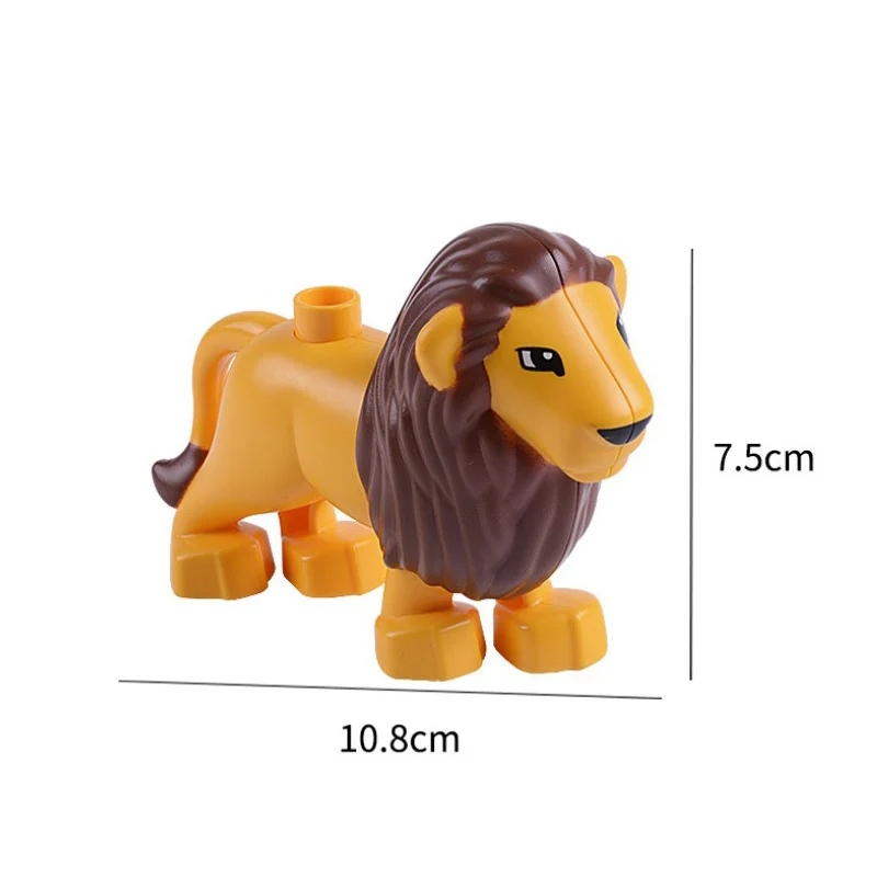 Lion Строительные блоки с животными из зоопарка, динозаврами, Оригинальные Классические кирпичи, детские игрушки, совместим с Duplo, пандой, слоном - Цвет: Lion