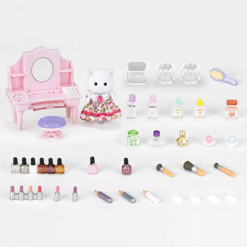 Sylvanian Families Cosmetic Counter Set Fashion Dollhouse Animal Furry w/Silk Cat Toy Figures New 5235