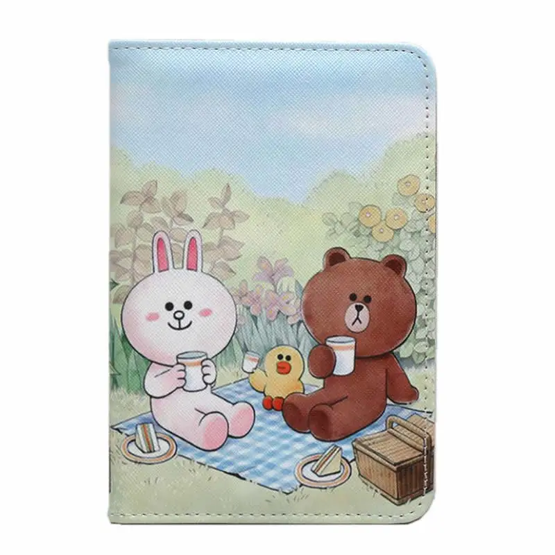 

Travel Accessories Cartoon Brown Bear Passport Holder Cover Women PU Leather Storage Organizer Card Case Busines Credit Wallet