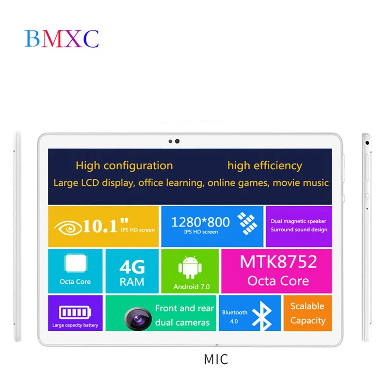 BMXC tablet 10.1 inch Android 7.0 Octa Core 4GB RAM 32GB ROM 3G Kids tablets smartphone 1280x800 HD IPS Wifi Bluetooth GPS 9 10 |