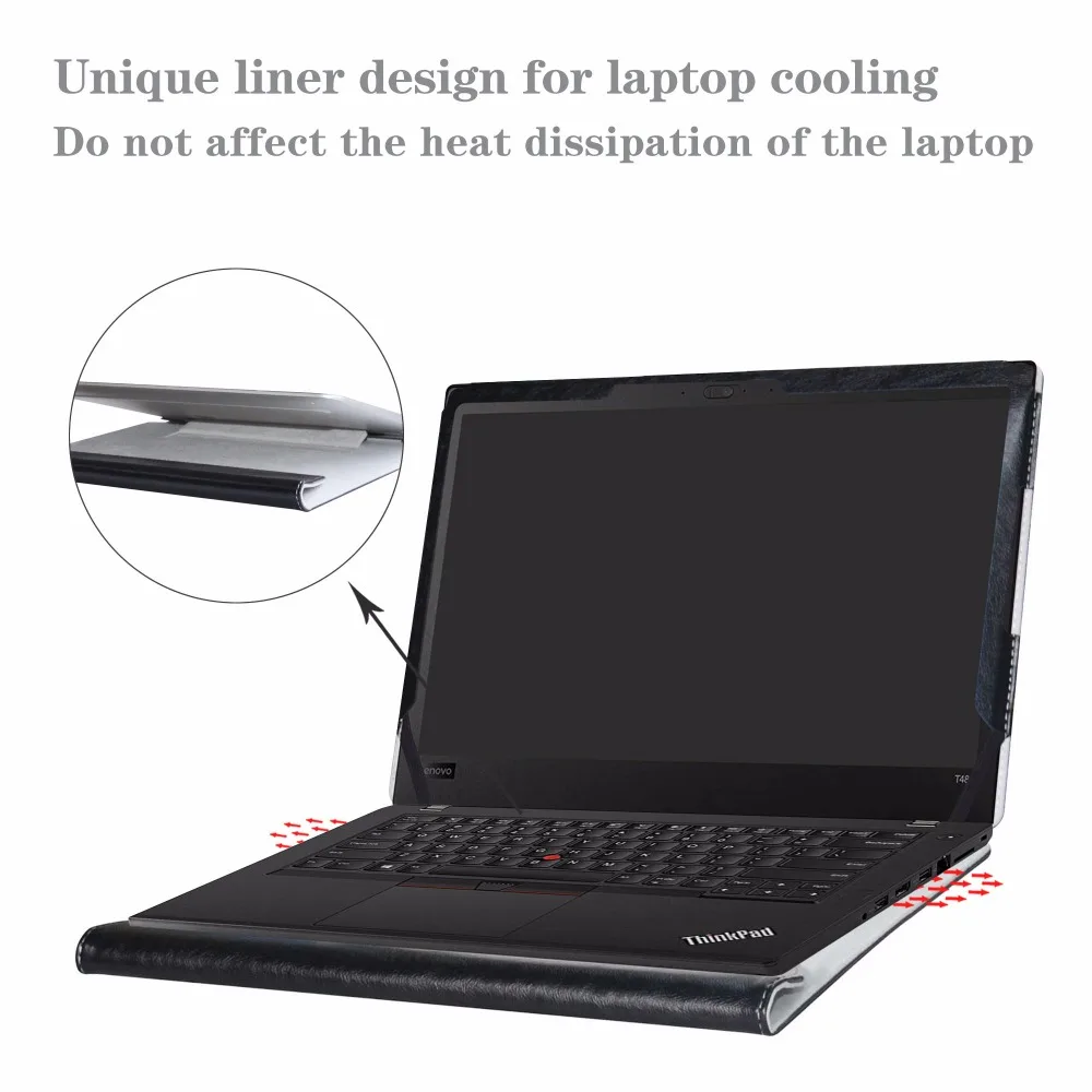 Broonel Black Leather Folio Sleeve Compatible with The Lenovo Thinkpad T480s 14 Laptop