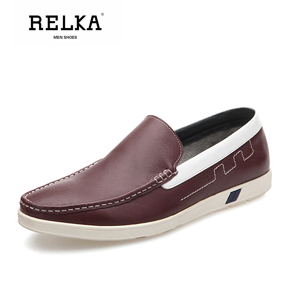 

RELKA Luxury Men Fashion Casual Shoes Vintage Genuine Leather Round Toe Soft Heel Shoes Solid Comfortable Fashion Men Shoes P26