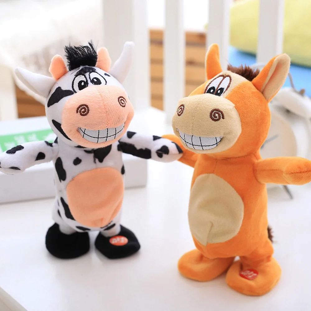 

New Cute Speak Music and Walk Dolls Pets Plush Toys Electronic Talking Donkey Cows Plush Toy Talking Walk Animals