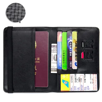 

Wholesale Large Capacity Card Holder Knitting Passport Cover Passport Folder Multifunctional Men Travel Document Pack Sheepskin