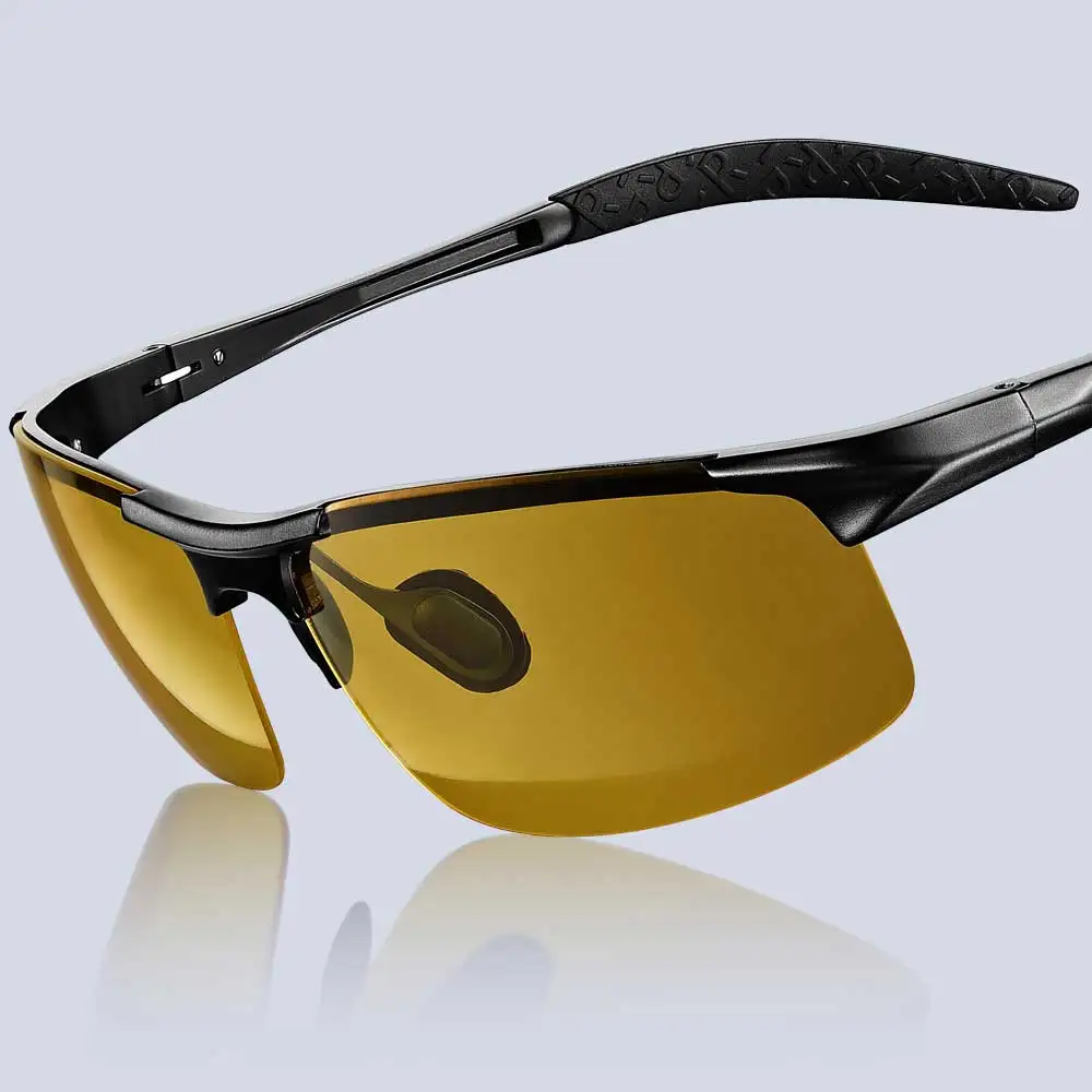 NALOAIN Night Vision Glasses Polarized Lens Anti Glare UV400 PC Frame Yellow Driving Goggles For 
