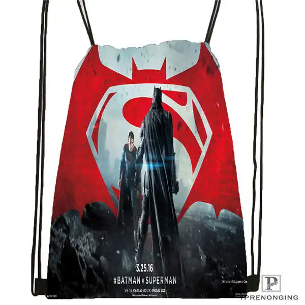 Drawstring Backpack Пользовательский Герой Супермен против Бэтмена походная сумка на шнурке милый рюкзак для детей(черная спинка) 31x40 см#180611-01-21 - Цвет: Drawstring Backpack