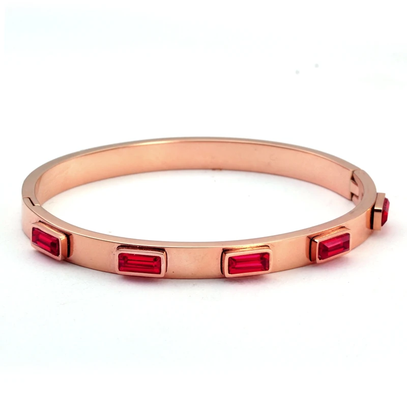 Luxury Stainless Steel Cubic Zirconia Charm Bracelets Bangle for Women Girl Crystal Cuff Wristband Female Green Crystal Jewelry Bangle Bracelet Stainless Steel Bracelet Crystal Bracelets Zircon Bracelet Zirconia Bangle