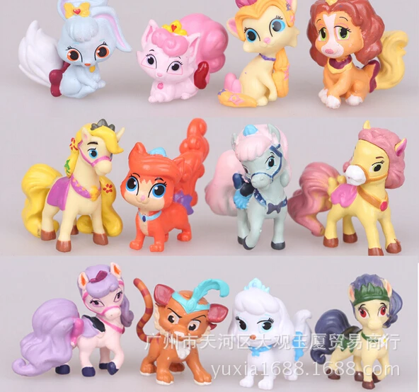 

12pcs/lot 5CM LPS Palace Pets PVC Action Figures Disny Princess Little Pet Shop Cats Dogs Figurines Kids Toys for Boys Girls