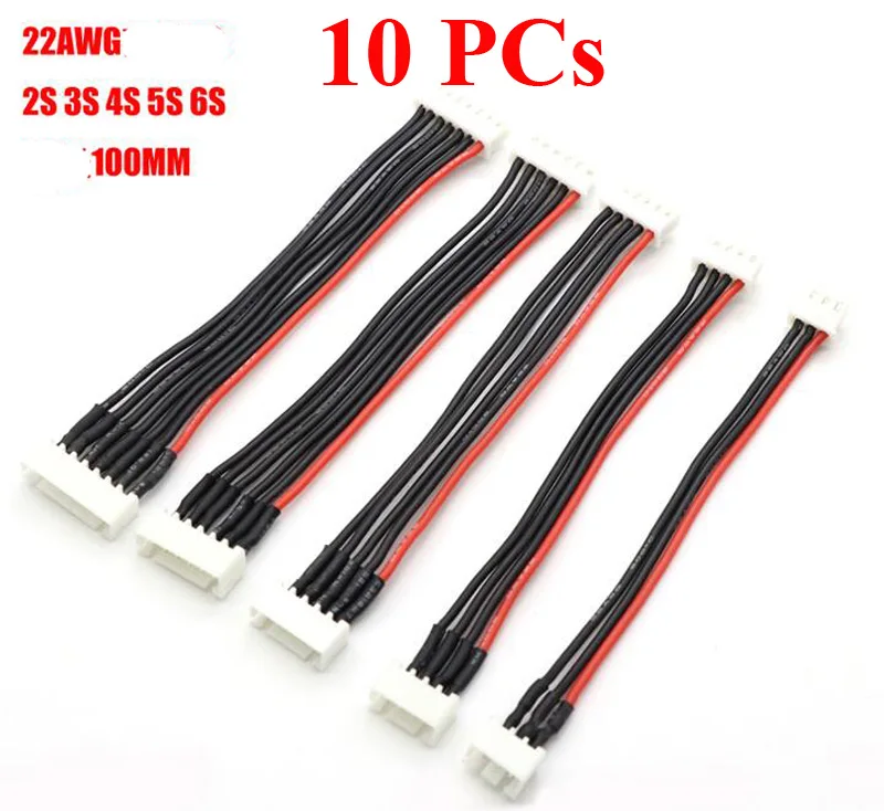 

10PCs 100MM 22AWG 2S/3S/4S/5S/6S Charging Adapting Extension Cord Cable RC Model LIPO Battery Balance Plug Charging Line Wire
