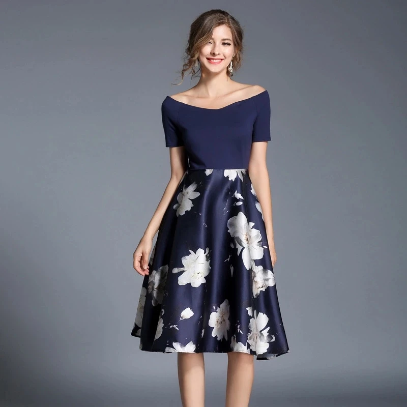 Multiflora Spring/Autumn Floral Print V neck Casual Party Elegant