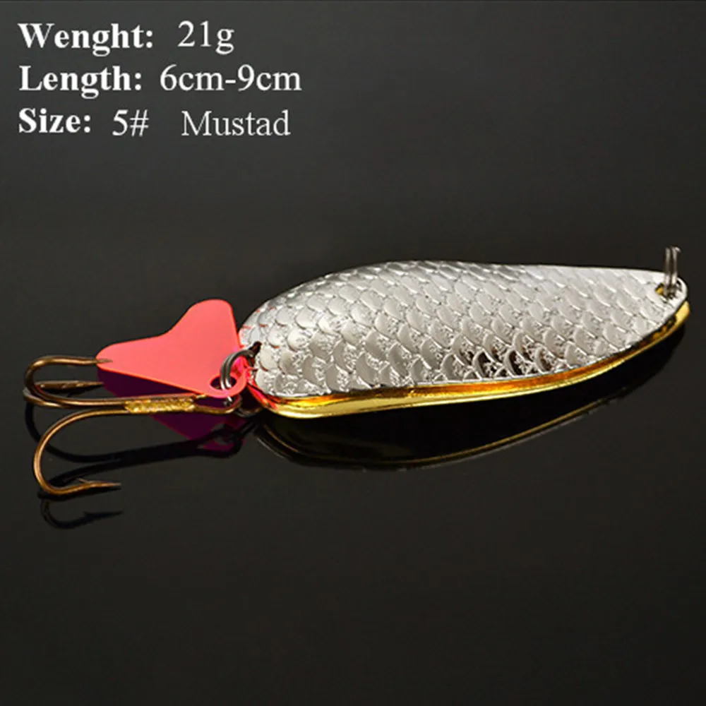 

FISH KING 1 PC 3 Color 21g 38g Fishing Lure Spoon Noise Sequin Paillette Carp Hard Fishing Baits With Mustad Treble Hook Lure