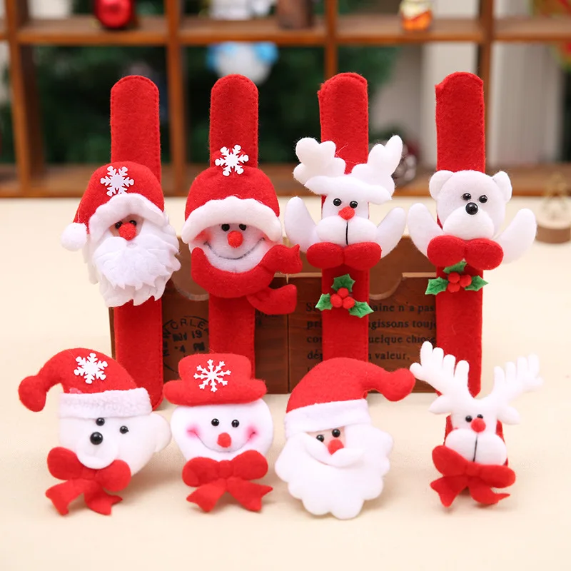 

1PC New Year Party Christmas Patted Circle Chrismas Bracelet Gifts Children's Toys Santa Wrist Clap Circle Snowman Elk Snap Ring