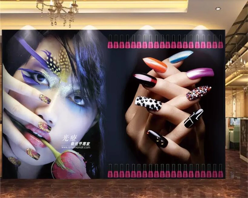 

beibehang wallpaper for walls 3 d mural Custom Cool Beauty Photo Wallpaper Nail Salon Tooling Background wall papers home decor