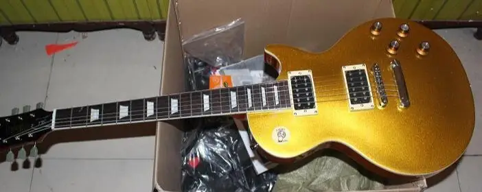 

China guitar factory custom Top quality New SUNBURST Gold top LP Electric Guitar Slash free shipping 1223
