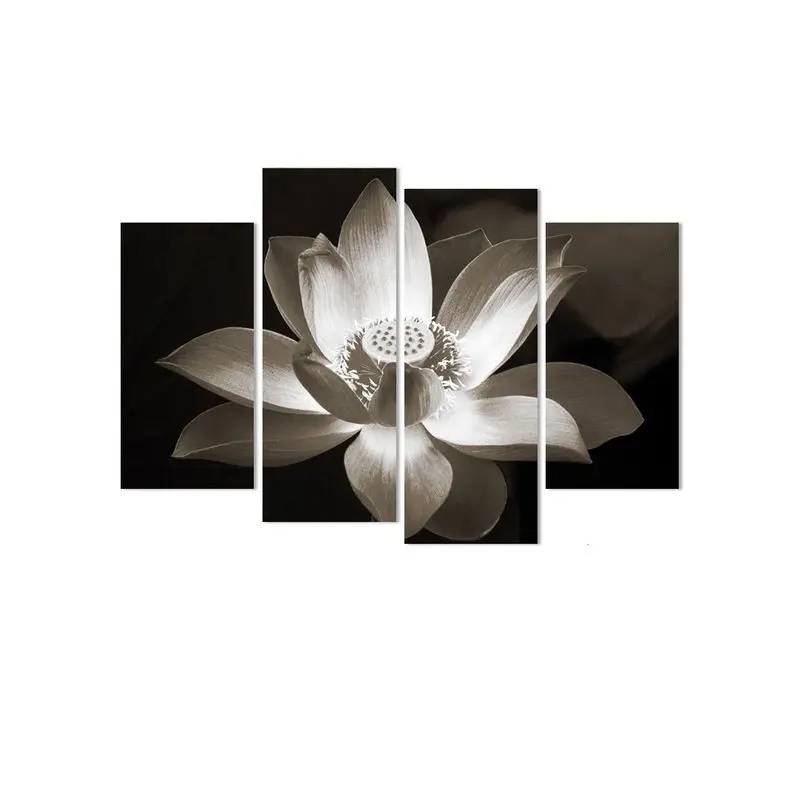 

4Pcs Canvas Prints Lotus Unframed Home Decor Wall Art Split Picture Painting New