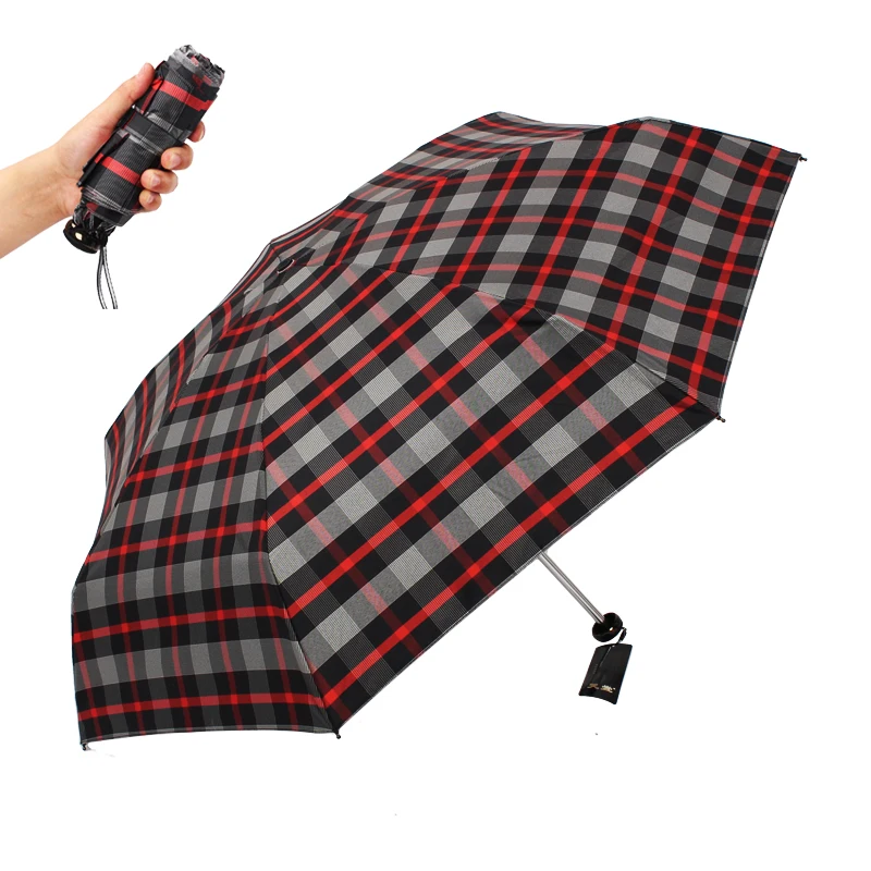 

Anti-UV Waterproof Fashion Travel Portable Folding Black White Plaid Umbrellas Gifts for Women Little Cute Sunshade