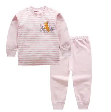 Цветной хлопковый осенний костюм для маленьких девочек 2 - Цвет: Розовый